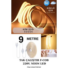 Ankara Teknik 220 Volt Cob Neon Led Günışığı (3000K) | F-cob Led | Yüksek Lümen | Dış-iç Mekan | 9 Metre