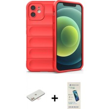 Pileli Store Pilelistore™ iPhone 12 Kılıf Atlas Koleksiyonu - Şeffaf Pasifik Cam Ekran Koruyucu + Renkli Kamera Lens Koruma Cam - Yl