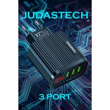 Judas A9 Led Göstergeli Çoklu Şarj Adaptörü -3 Port