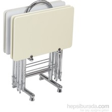 Pikma Krem Kardelen Demonte Çanta Zigon Sehpa MDF Üst Yüzey Modern Tasarım 4 Parça 52 cm Yükseklik