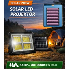 Hightek 200w Led Portatif Solar Projektör 3 Renk Işık, Çakar Ve Fener Fonksiyonlu