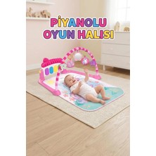 Farbu Oyuncak Unicorn Temalı 4'ü 1 Arada Müzikli Işıklı Oyuncaklı Aynalı Piyano Setli Oyuncak Oyun Halısı