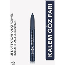 Flormar Extreme Tattoo Mat & Işıltılı Asansörlü Kalemtıraşlı Jel Göz Kalemi & Far Stick - 006 Navy