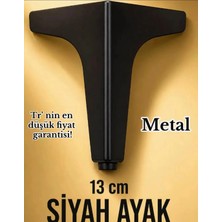 Eymen Meral Aksesuar Metal Siyah 13CM Ayak Kanepe Ayağı ve Koltuk Dolap Vestiyer Komidin Şifonyer Baza Için Uyumludur (Vidalar Dahildir)