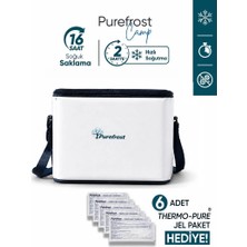 PUREFROST PF15 Kamp&Piknik Katlanır Soğutucu Termal Çanta, Elektriksiz&Buzsuz 16 Saat Soğuk Tutma, 15 Litre + 6 Adet Thermo-Pure Jel Paket