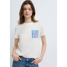 Mavi Baskılı Ekru Tişört 1613988-70057