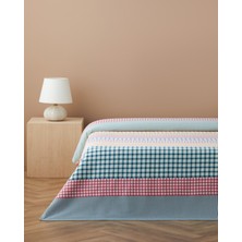 English Home Summer Grid Baskılı Pamuklu Tek Kişilik Pike 150x220 cm Turuncu