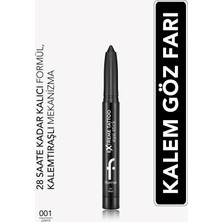 Flormar Extreme Tattoo Mat & Işıltılı Asansörlü Kalemtıraşlı Jel Göz Kalemi & Far Stick - 001 Onyx