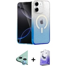 Pileli Store Pilelistore™ iPhone 12 Kılıf Eksen Minimal Özel Seri - Siyah Bilvis 5in1 5d Magic Hayalet Cam Ekran Koruyucu + Raze Metal Kamera Lens - Mı