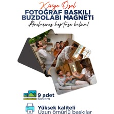Yelkovan Tasarım Kişiye Özel 9 Fotoğraflı Çok Renkli Buzdolabı Magnet 6x9,2 cm Dikdörtgen Tasarım