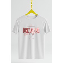 Ontunew Dream Bıg Baskılı Retro Vintage Standart Kalıp Bisiklet Yaka Pamuklu Kadın ve Erkek Tshırt