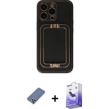 Pileli Store Pilelistore™ iPhone 13 Pro Max Kılıf Kozmos Minimal Prime - Siyah Bilvis 5in1 5d Magic Hayalet Cam Ekran Koruyucu + Metal Kamera Lens Koruma Cam - Akyl