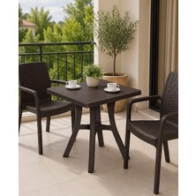 Yognetic Rattan Desenli, Dayanıklı Kare Bahçe & Balkon Masası – 70X70 CM