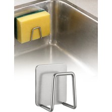 Omilife Paslanmaz Çelik Yapışkanlı Drenaj Evye Lavabo Sünger Tutucu Banyo Mutfak Organizer 4,5 cm