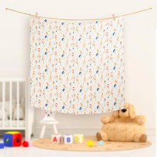 Hafy Baby Organik Pamuk, Balonlu Sincap Desenli Müslin Örtü