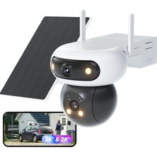 Ezviz Ezvız 4mp+4mp Wifi Güvenlik Kamerası Dış Mekan Pili Güneş Enerjisi, Pan&tilt Çift Lens, 10400MAH Pil, Otomatik Takip, Renkli Gece Görüşü, Kişi/araç Algılama, 2 Yönlü Ses, CB90 Çift + 8W Güneş Paneli