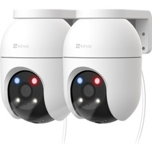 Ezviz Ezvız 5mp Pan&tilt Gözetleme Kamerası Dış Mekan Wifi, 360° Ptz, Kişi/araç Algılama, Iki Yönlü Ses, Otomatik Izleme, Renkli Gece Görüşü, 2,4/5ghz Wifi 6, Hava Koşullarına Dayanıklı, C8C 3k 2'li Paket