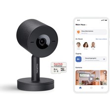 Netatmo Akıllı Iç Mekan Kamerası Gelişmiş, Yapay Zeka ile Optimize Edilmiş Yüz Algılama, 2 Yönlü Ses, 130° Geniş Açılı Görünüm, 2k Hdr, 30 Fps, Zoom X16, 2x Sd Kartlar - Siyah