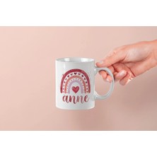 Mithor Shop ’’anne’’ Yazılı Suluboya Gökkuşağı Tasarım Kupa - Anneler Günü Hediyesi