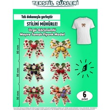 Agg Reklam Ütü ile Yapışan Kıyafet Etiketi Örgü Görünümlü Meyve Temalı Fiyonk Model  6lı Set