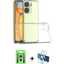 Pileli Store Pilelistore™ Redmi 13C Kılıf Zirve Doku - Siyah 3D Antistatik Seramik Nano Ekran Koruyucu + Raze Metal Kamera Lens - Gs