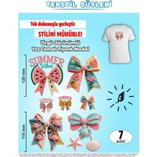 Agg Reklam Ütü ile Yapışan Kıyafet Etiketi Örgü Görünümlü Yaz Temalı Fiyonk Model  7li Set