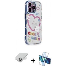 Pileli Store Pilelistore™ iPhone 14 Pro Max Kılıf Ahenk Modern Serisi - Siyah 3D Antistatik Cam Ekran Koruyucu + Band Metal Kamera Lens - Gs