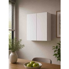 DUYAMO 3 Raflı Çok Amaçlı Hazır Mutfak Dolabı Mat Beyaz Mdf Lam 69X55X25 cm Yavaşlatıcılı Kapaklı