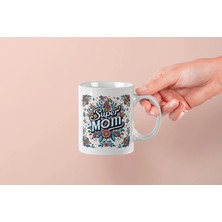 Mithor Shop ’’super Mom’’ Çiçek Desenli Tasarım Kupa - Anneler Günü Hediyesi