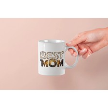 Mithor Shop ’’best Mom’’ Altın Yansımalı 3D Tipografik Tasarım Kupa