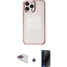 Pileli Store Pilelistore™ iPhone 13 Pro Max Kılıf Doruk Doku Prime - Siyah 3D Antistatik Hayalet Cam Ekran Koruyucu + Pers Alüminyum Kamera Lens - Gı
