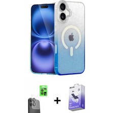 Pileli Store Pilelistore™ iPhone 16 Kılıf Eksen Minimal Özel Seri - Siyah Bilvis 5in1 5d Magic Hayalet Cam Ekran Koruyucu + Raze Metal Kamera Lens - Sh