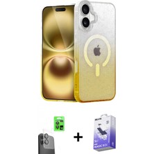 Pileli Store Pilelistore™ iPhone 16 Kılıf Eksen Minimal Özel Seri - Siyah Bilvis 5in1 5d Magic Hayalet Cam Ekran Koruyucu + Raze Metal Kamera Lens - Sh