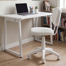 Vilinze Beyaz Tekerlekli Ofis Sandalyesi Orta Sert Oturum Yumuşaklığı ile Ergonomik Tasarım