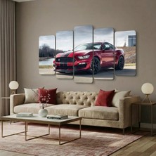 ZEVAHİR MOBİLYA DEKORASYON Zevahir 5 Parça Mdf Kırmızı Klasik Amerikan Arabası Tablo