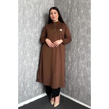 Modaplaza Kadın Yaka Fermuarlı Modal Uzun Tunik 7561