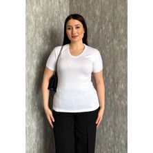 Modaplaza Kadın V Yaka Kısa Kol Basic Body 829