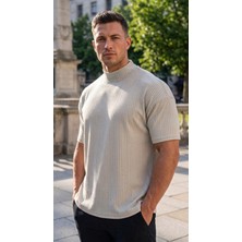 Alyn Wear Erkek Yarım Balıkçı Yaka Fit Kol Kesimli Oversize Kısa Kollu Tişört