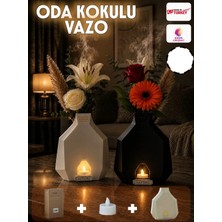 Alyora Dünyada Ilk 3’ü 1 Arada Dekoratif Vazo LED Mumlu & Koku Difüzörü-Doğa Dostu-Modern Dekoratif Saksı