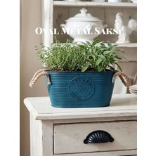 Via Gardenia Metal Saksı Oval Jüt Saplar 14*24CM