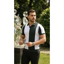 Gacha Erkek Kısa Kollu Polo Yakalı Blok Desenli Triko Bluz