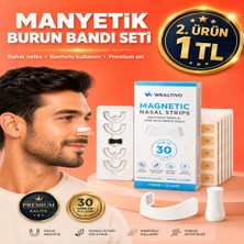 Wealtivo Manyetik Burun Bandı 30’lu Beyaz Set, Premium Mıknatıslı Burun Açıcı Bant, Horlama Azaltmaya Yardımcı, Spor ve Uyku İçin