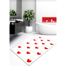 Ardizayn Kalp - Pamuk Dokuma Taban (70x120 cm) Banyo Halısı