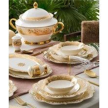 Acar Rosalind 60 Parça Bone China Emboss Gold Yemek Takımı  GBY-0