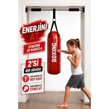 Spor Byfit 50 cm x 20 cm Çocuk Kırmızı Boks Kum Torbası + Barfiks Asma Demiri