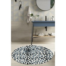 Ardizayn Leopar, 80x80 Cm Dökülmez Organik Pamuk Dokuma Taban Yuvarlak Banyo Halısı