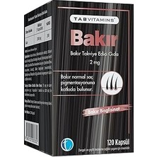 Uravas Store Tabvitamins Bakır 120 Bitkisel Kapsül Bakır Bisglisinat 2 Mg