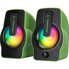 Marsilyan Yeşil - Rgb Işıklı 1+1 Hoparlör Speakaer Set USB Kablo 2.0 Multimedya - 6W (K95)