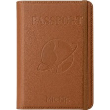 Micflip K02 IOS Cihazlar Için Findmy Özellikli Pasaport Kart ve Sim Bölmeli Deri Cüzdan Kahverengi