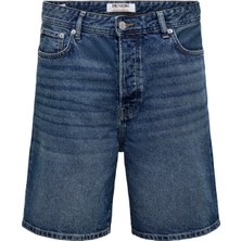 Only & Sons Koyu Mavi Erkek Eskitme Denim Şort 22032890 Onsfade Taı Dnm Shorts Vd